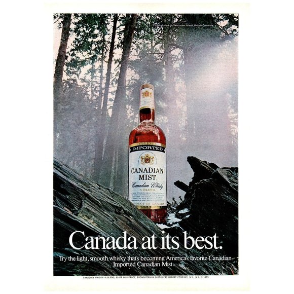 1974 Canadian Mist Canada At Its Best Vintage Print Ad Bottle In Forest Wall Art - Picture 1 of 1